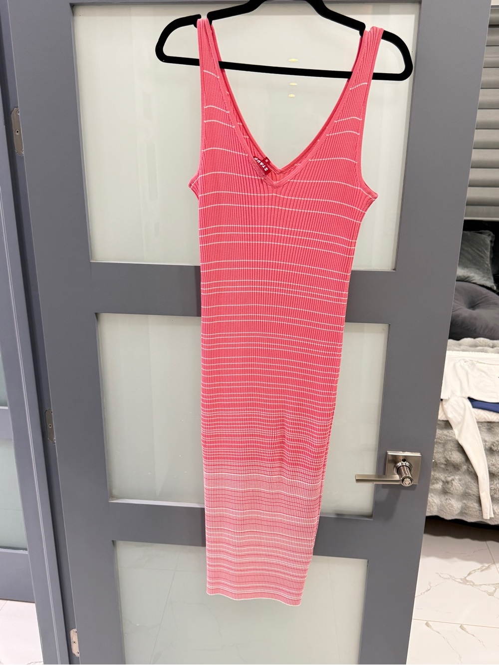 STAUD Coral Pink Ribbed Ombre Tank Midi Dress M